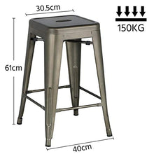 Yaheetech Set 4 Sgabelli Alti da Bar Vintage in Metallo Cucina Industriali Impilabili Opaco Antiruggine Altezza 61 cm