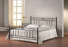 Letto Matrimoniale, Ferro BATTUTO, Modello Rita, 100% Made in Italy (Nero, Sfumature Oro)