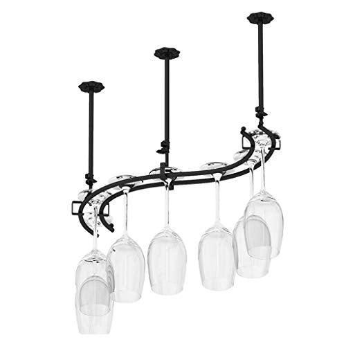 CCFENG Titolare Calice, Porta Bicchiere a Testa in Giù, Hanging Porta Bicchiere di Vino, Supporto di Vetro di Vino Creativo (Color : Black, Size : 55 * 19cm)