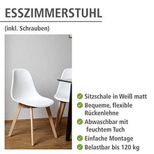 WENKO Set di 4 sedie a Conchiglia per Sala da Pranzo, Bianche, Lavabili, Gambe in Legno massello di faggio, Design scandinavo