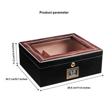 XYF Humidor per Sigari, Humidor Artigianale in Cedro, Scatola Porta Sigari Umidificatore, Legno Massello A umidità Costante Sigillato di Grande capacità, Contiene 35 Sigari
