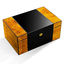 YUTRD ZCJUX Desktop Cigar Humidor, Cedar & Leather Cigar Box di stoccaggio Bene Seal Design con Vassoio e divisore Regolabile, Vetro igrometro e umidificatore Rettangolo
