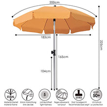 MVPower Ombrellone da Spiaggia, Ø 200 cm Ombrellone Rotondo UV UPF 50+, Ombrellone Inclinabile, Per Il Giardino Esterno Della Spiaggia Balcone, 200 g /m², Arancia