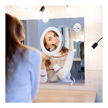 Fyftwh Specchio per Il Trucco Ingrandimento 10x di Trucco dello Specchio Pieghevole Regolabile ingrandimento Specchio da Toilette Solide Ventose con Luce Naturale LED
