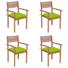 vidaXL Sedie Giardino 4 pz e Cuscini Verde Brillante Massello di Teak