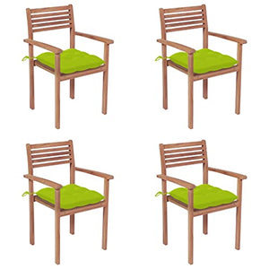 vidaXL Sedie Giardino 4 pz e Cuscini Verde Brillante Massello di Teak