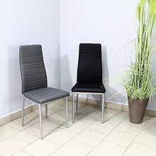 Sedia imbottita in eco pelle grigio su gambe argentate per soggiorno sala da pranzo elegante 704B