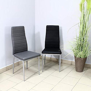 Sedia imbottita in eco pelle grigio su gambe argentate per soggiorno sala da pranzo elegante 704B