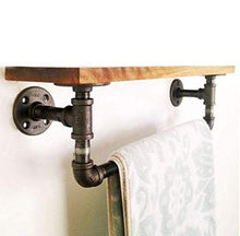 AGGF Mensola a Muro, portasciugamani da Parete per Bagno con divisorio in Legno massello, Appendiabiti da Parete Industriale per Montaggio a Parete in Stile Rustico, 120 cm