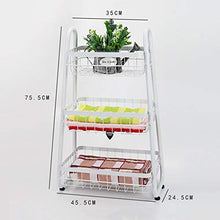 LYM &ripiano di stoccaggio Scaffalature Multifunzione Salotto Camera da Letto 3 Piani Mobile da appoggio Cucina da Cucina Rack per Frutta Cesto portaoggetti Bianco Scaffale di Finitura
