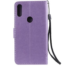 Robinsoni Custodia Compatibile con Xiaomi Play Cover Folio a Fogli Mobili Cover Libro Pelle PU Case Taccuino Cover Portafoglio Custodia Libretto Retro Flip Caso Gatta in Rilievo Cover,Viola chiaro