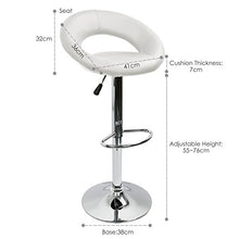 IntimaTe WM Heart 2 x Sgabelli Bar per Cucina con Schienale e Poggiapiedi Moderno Regolabile Girevole Sgabello in Pelle (Bianco)
