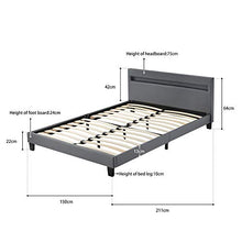 GYF Rete del Letto Struttura Letto Legno per Letto Bed Frames Bed Ecel Leather Bed Frames Classic Element Design LED Illuminazione Offre Una qualità Ideale del Sonno.