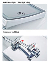 SHY Specchio per Il Trucco a LED da Parete, Specchio da Bagno, Lente d'Ingrandimento 3X Pieghevole in Acciaio Inossidabile, Specchio da Barba, Quadrato, Argento