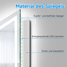 SONNI Specchio da Bagno Illuminato a LED, Specchio da Parete da Bagno 70 x 50cm Moderno, Bianco Freddo Impermeabile IP44 a Risparmio Energetico