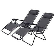 Sywlwxkq Set di 2 sedie da Giardino a gravità Zero Pieghevole Sdraio reclinabile da Giardino all'aperto Spiaggia Campeggio Prato Sedia Portatile Nera