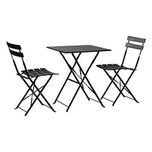 Harbour Housewares 3 Pezzi Sussex Bistro Set - Tabella di Piegatura e sedie per Esterni Patio Mobili da Giardino - Square - Nero