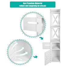 Wakects Armadietto alto per il bagno, con 2 scomparti aperti, in legno, 120 x 22 x 22,5 cm