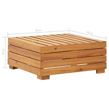 Tidyard Ottomana Poggiapiedi per Divano Modulare da Giardino in Legno Massello di Acacia con Cuscino Grigo Grigio,Penisola per Divano Modulare da Giardino Legno,Ottomana da Giardino 68x68x30 cm