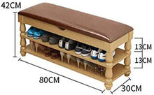 YANG Imbottito Poggiapiedi Bagagli Cassa di Legno Change Scarpe Banco del Pattino tormenta Guardaroba Bagno Pouf ottomano, Carico Massimo 300kg (Color : Dark, Size : 80x30x42cm)