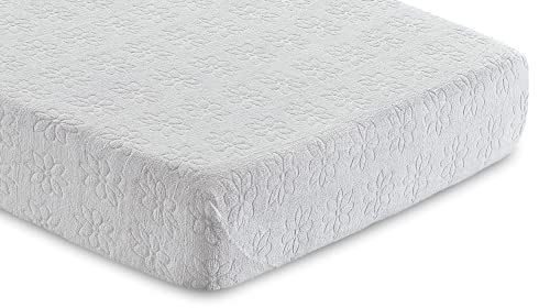 Casatex | Coprimaterasso Singolo Elasticizzato in Spugna, a Cappuccio con Angoli ed Elastici | Decorazione Jacquard a Margherite