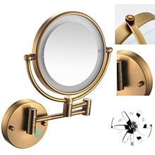 ZJBB Specchio Trucco con Luci da Parete, 360°Girevole Specchio Ingranditore con Luce 7X, Specchio Bagno Estensibile, Specchio da Barba Realizzato in Ottone, USB Ricaricabile