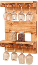 Classico 2 Tiers montaggio a parete di legno di pino bottiglia di vino Rack |Mensola Titolare del calice del vino Holder Hanging 8 Vino mensola di vetro Spice Rack bagagli impianto galleggiante Mensol
