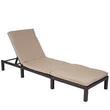 Lettino da esterno polyrattan HWC-A51 regolabile Basic marrone cuscino beige