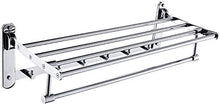 AINIYF Bagno Bagno Doccia mensola portasciugamani Bagagli a Parete Pieghevole 304 Acciaio Inossidabile 2 Tiers Hanging Asta con Gancio Punch Installazione (Dimensioni: 600x238x180mm)