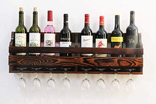 JPVGIA Legno for Il Vino Rack, Bicchiere da Vino e Bottiglia di Vino Display Rack, Legno di Pino, Muro Mounte, 8 Bottiglia 8 Long STEM Supporto di Vetro (Charcoal Noce a Colori, 8 Bottiglia = 80 cm)