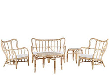 Beliani Lounge Set da Giardino 4 Posti in Rattan Naturale Beige Brindisi