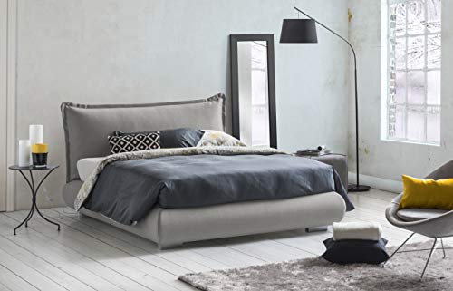 Talamo Italia Letto contenitore Matrimoniale Teresa, Made in Italy, Letto con rivestimento e testata in tessuto, Apertura frontale, adatto per materasso 160x190 cm, Grigio