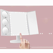 Specchio cosmetico a LED, specchio da trucco illuminato a tre ante, touch screen e specchio con ingrandimento 3X / 5X / 10X, specchio per il trucco da tavolo con due modalità di alimentazione, specch