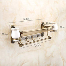 GYCS Mensole da Bagno in Rame Antico con portasciugamani/portaspazzolino/Ganci, Ottone, Spazzolato, 50,5 * 20,5 cm assemblaggio richiesto