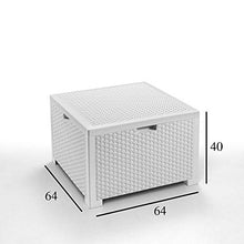 BICA Storage Table Rattan Tavolino Porta Cuscini, Bianco