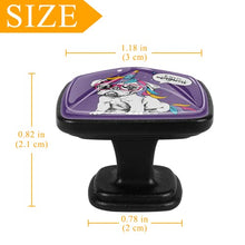 Set di 4 pezzi con maniglia quadrata per armadio da cucina, credenza, cassettiera, cassettiera, con viti, per cucina, comò, armadietto, bagno, armadio, carlino con unicorno, viola