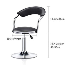 FACC Sgabello da Bar Bianco, Sgabello Girevole Regolabile, Regolabile in Altezza, Pelle Sintetica, Base in Metallo Cromato Nero, Altezza Regolabile, per Kitchen Island Pub Bar