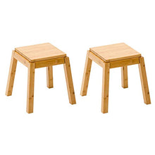 Sgabello in legno massello (2 pezzi), sgabello basso quadrato Sgabello per cambio scarpe, robusto, adatto per cucina, bagno, giardino, non facile da sfumare/A / 26x26x35cm