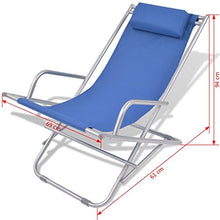 vidaXL Sedie Sdraio Reclinabili 2 pz Blu Acciaio 69x61x94cm Lettino Prendisole