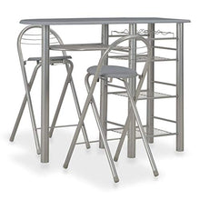 OUSEE Set da Bar 3 pz con Mensole in Legno e Acciaio Grigio