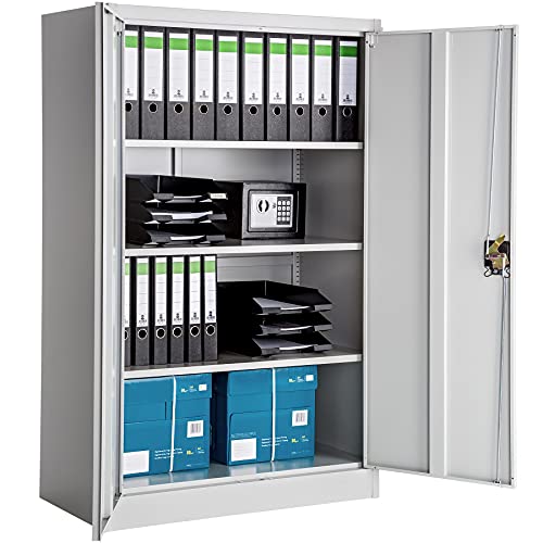 TecTake Armadio armadietto in metallo con ripiani grigio - disponibili in diverse misure - (140x90x40 cm | no. 402482)