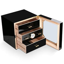 Humidars Cigar Humidor - legno medio Cigar-3 cassetti strato Decent Cigar Box di stoccaggio gabinetto Humidor Cedar legno ricoperto umidificatore igrometro mantenerlo fresco .Scatola di immagazzinaggi