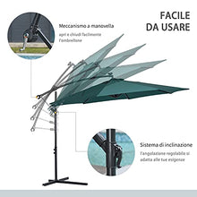 Outsunny Ombrellone da Esterni Ombrellone da Giardino Decentrato Verde con Manovella Struttura Acciaio e Poliestere Impermeabile Anti-UV Φ300 x 250 cm
