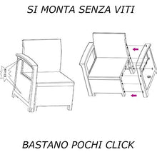 Le Stelle Set Salotto 2 Poltrone con Cuscino Tavolino in PolyRattan Arredo Giardino da Esterno Nero