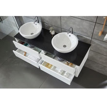 Bagno Italia Mobile Arredo Bagno 150cm sospeso bianco con lavabo d'appoggio e specchio Mobili 1 l