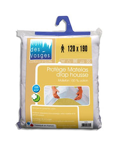 Nuit des Vosges 2035384 - Coprimaterasso Assorbente Aubin in Cotone, 190 x 120 cm, Bianco