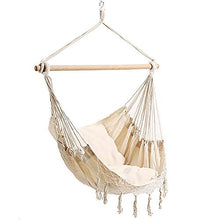 Sedia a hammock, oscillazione da giardino nappa bianca per bambini adulti con bastone in legno per stile nordico all'aperto indoor - 330 libbre di pesi capacità di comfort durata hamac avec support LH