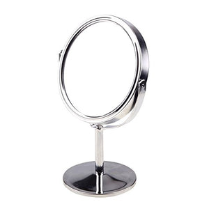 KevenAnna - Specchio da toeletta girevole a doppia faccia, con ingrandimento 4X e supporto da tavolo, diametro 8,26 cm, ideale per camera da letto e bagno