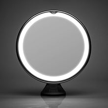 Fancii Specchio Ingranditore illuminato 7x per Trucco, con LED Circolari a Luce Naturale, Bloccaggio a Ventosa, Senza Fili - Specchio Cosmetico da Viaggio