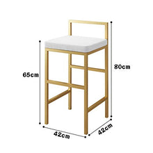 IG Art Art Sgabello Pub Cucina Contatore Altezza, Cuscino in Velluto Sedile Morbido, Gambe in Metallo Gold, Decorazione Moderna per Mobili,Bianca,65 Cm.